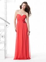 Sell Pleated chiffon handmade flower red bridesmaid dress gown wholesale