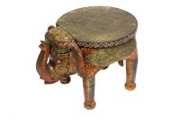 wooden painted brass fitted assorated elephent stool