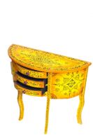 WOODEN PAINTED CONSOLE TABLE HALF  MOON  YELLOW