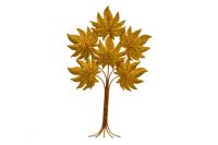 Iron golden leaf tree wall decor with led light
