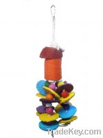 colorful hanging wooden bird toy