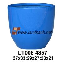 Blue Glossy Decorative Poly Plant Pot