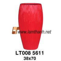 Glossy Red Tall Vase With Pattern