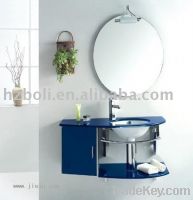 single wash basin, tempered glass wash basin with PVC cabinet (06813)