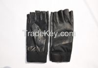 Men's genuine leather goatskin fingerless bicycle glove, motorcycle glove, sports biker gear