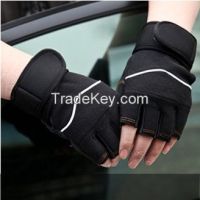 Fingerless bicycle cycling weight lifting synthetic leather glove