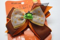 HAPPY  HALLOWEEN DAY  TWO LAYERS  RIBBON & CHIFFON  DEVIL  HAIR BOW