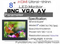 8-inch CCTV LCD Monitor with LED/LCD Panel, 800 x 600 Pixels, BNC/VGA/