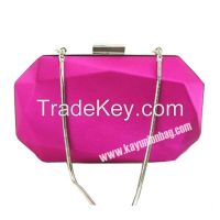 Satin Hard Box Clutch With Metal Frame