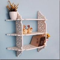 Wood storage rack white color 3 layers