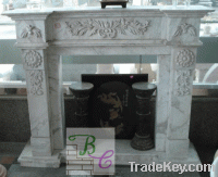 Carving Marble Fireplace for Outdoor Stone Fireplace Mantel