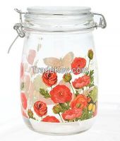 Cheap Printed Glass Jar With Clip Lid