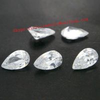 White Cubic Zirconia Loose Gems Pear Cut Machine Cut colorless CZ finished gemstone cutted pear Transparent Zircon loose