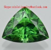 Wholesale Triangle Shape Green Zircon Loose Gemstone Machine Cut Green CZ Triangle Loose Dark Green CZ