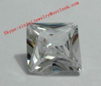 White Cubic Zircon Square Cut Loose Gems Colorless CZ Square Transparent Zirconia Finished Loose Cutted