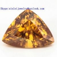 Gold Cubic Zirconia Triangle Cut Loose Gemstone Dark Gold CZ Loose Triangle Shape AAA Quality