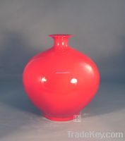 Asia Red Glazed Porcelain Vase For Display