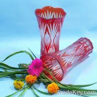 Factory Direct handmade modern art kiriko yellow crystal crafts vase