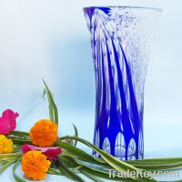 High quality Delicate Man Blown blue glass vase desktop  vase home dec