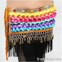 M-BL122 Belly Dance Dress Costume Iridescence Hip Scarf with Tassels