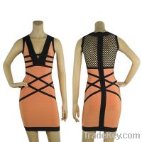 New Arrival 2014 Fashionable M-WL004 Women V-neck Bandage Dress Celebr