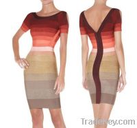 New Arrival 2014 WL196 Sexy Bandage Dress Evening Dress Gradient Red
