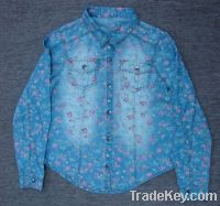 Ladies fashion print denim shirt