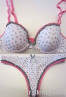 Girls fancy print moulded cup bra & string set selling