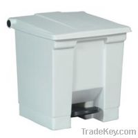 Plastic Fire-Safe Step-On Trash Container - White - 8 Gallon