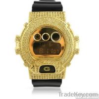 Black and Gold Iced Out Watch