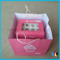 pink cupcake box with bag matched