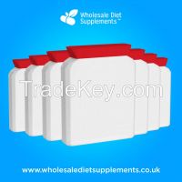 Wholesale Diet Supplements Bulk Packaging White Flat Bottle Red Coloured Lid