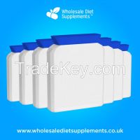 Wholesale Diet Supplements Bulk Packaging White Flat Bottle Blue Coloured Lid