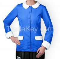 Ladies Blue Chef Coat Smart Fit Butterfly Collars