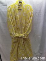 pure cotton yellow flower printed light bathrobe