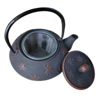 600ml maple tree decoration chinese cast iron pot teapot kettle with tea strainer