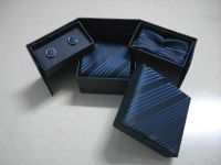 100% silk woven Necktie and cufflink and scaef and necktie box