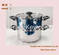24cm steamer set with flat glass lid