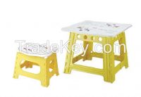 Foldable plastic table with chair