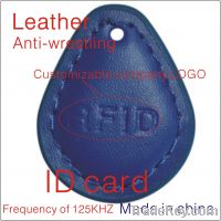 leather ID card 125KHZ EM4100 ID the keychain card blue