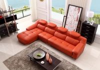 L.IMG9566J-Orange Top Grain Leather Corner Sofa