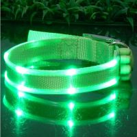 NEW pet product green luminous nylon led pet collar