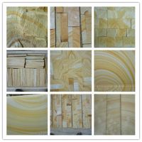 yellow wood veins  sandstone tiles from factory China