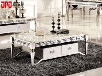 Deluxe Marble Hotel & Home Rectangle Coffee Table with glass counter top(CJ-9008)