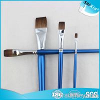 artist paint brush horse hair short flat blue wood handle artist paint
