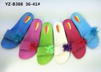 New PCU Ladies Slippers with Fabric Flower on the Upper
