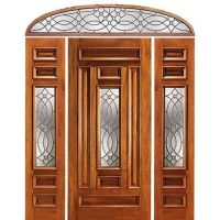 Glass Exterior Wooden Door With 2sidelites And Transom
