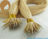 new arrival fashionable 22# light blonde European human remy hair nano ring hair extension+500pieces beads