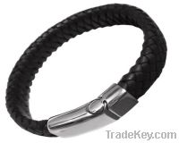 newest black braided leather bangle wholesale