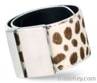 broad genuine leather bangle for men